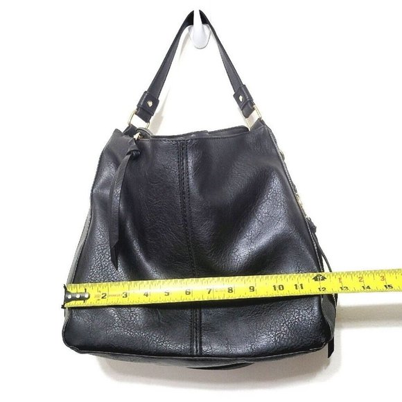 Black Faux Leather Crossbody Shoulder Bag NEW Adjustable Removable Strap 12x11 - Picture 8 of 10